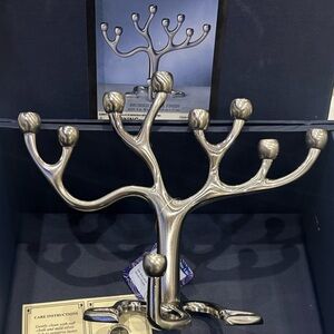 Tree of Life Menorah - Brushed Nickel